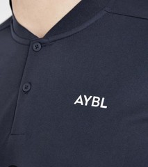AYBL Performance Collarless Seamless Polo Navy Blue XL Designed In Uk NWT