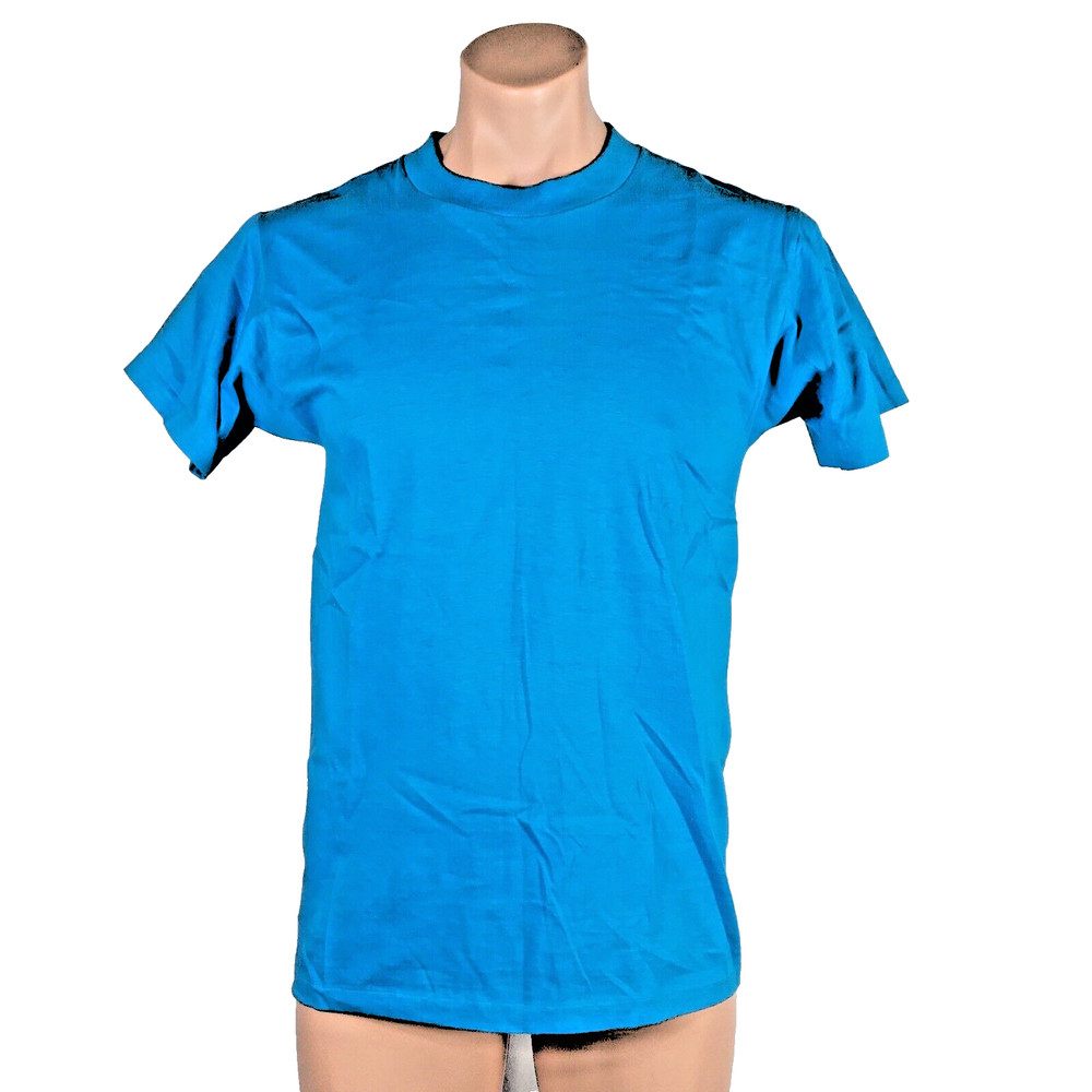 VTG 90s Royal First Class Solid OCEAN BLUE T-Shirt M USA MADE BLANK EUC