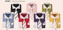 Men’s High Quality Fashion Dress Shirt With Tie And Hanky French Cuff AH621