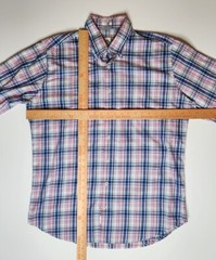 Peter Millar Button Dress Shirt Mens L Plaid Pink Blue Cotton Preppy Classic