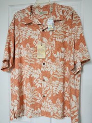 Island Republic Terracotta Resortwear Silk Camp Shirt Cabana Casual L NWT