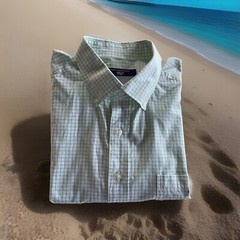 Vineyard Vines Murray Shirt Button Down Plaid Green White RN 134578 Mens Size XL