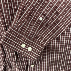Duluth Trading Wrinkle Fighter Button Down Shirt Plaid Mens Sz XL Maroon Wine