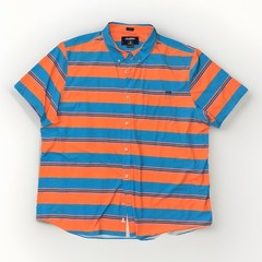 CHUBBIES Friday Button Shirt size 3X Vibrant Striped Blue Orange EUC