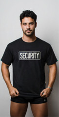 security print front and back on Black T-shirt