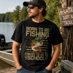 Born to Go Fishing Bass Fishing T-Shirt Funny Fisherman Gift Tee