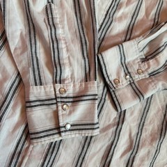 Men’s Western Pearl Snap Striped Button-Down Shirt – White and Black