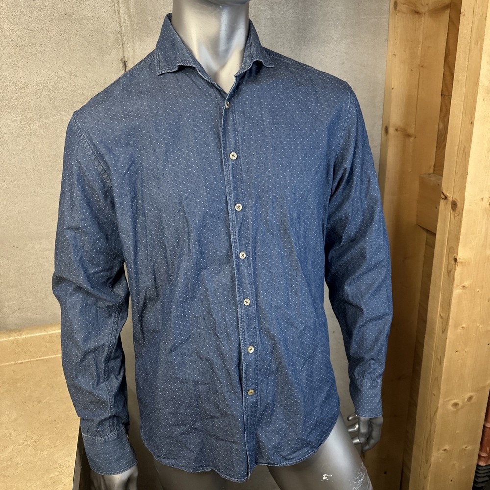 Stenstroms Chambray Light Weight Button Up Shirt Fitted Body Blue Men’s Large