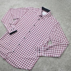 Construct Flip Cuff Shirt Men Medium 15-15 1/2, 33/34 Red Slim Fit 4 Way Stretch