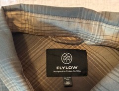 Flylow Polyester Flannel Plaid Button-Up Shirt XL Brown/Tan Long Sleeve