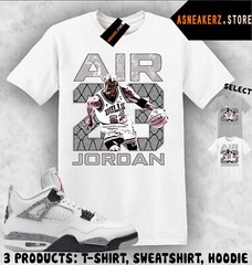 Shirt Matching AJ 4 White Cement 2025 To Match Sneaker Vintage Air MJ 23 T-Shirt