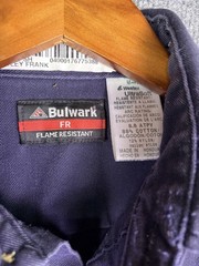 Bulwark FR Flame Resistant CAT 2 Button Work Shirt Navy Blue Size Medium