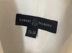 Robert Talbott White Herringbone Dress Shirt XL 17.5 X 34