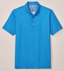 Johnnie O Mens Plumeria Featherweight Polo Shirt Floral Print Palisades Blue Sm