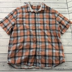 Carbon 2 Cobalt Short Sleeve Button Front Shirt Men’s Large Orange