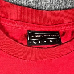 The Hundreds Mens Medium Red Script Graphic Logo T-Shirt Streetwear Adam Bomb