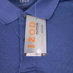 Izod Golf Polo Shirt Men L Blue Short Sleeves 1/4 Button Swing Flex Cool FX NEW