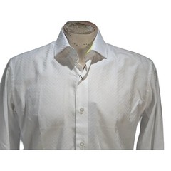 Bertigo White Chevron Jacquard Button Down Shirt Tropical Cuff Sz XXL NWT $159
