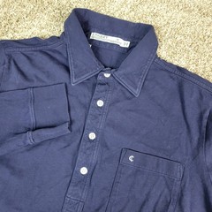 Criquet Mens Medium Solid Navy Stretch Knit Polo Long Sleeve