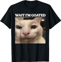 Wait I’m Goated Cat Silly Funny Cat Meme Graphic T-Shirt