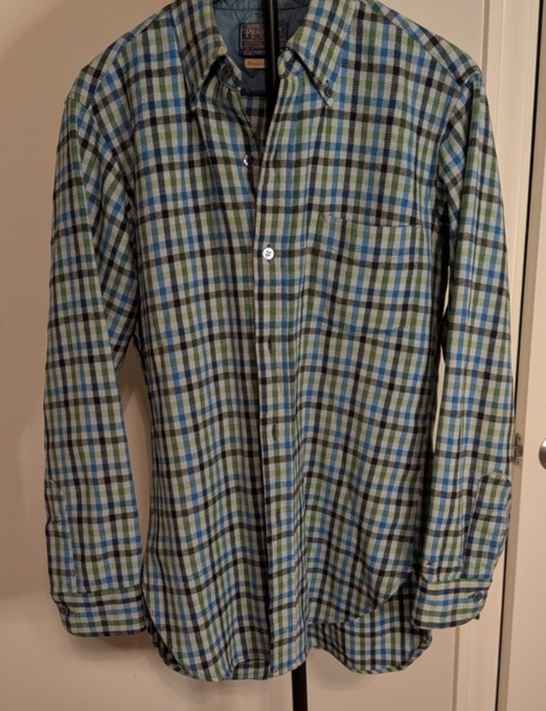Vintage Pendleton Men’s Wool Flannel Plaid Shirt Blue/Green/White M Button-Up