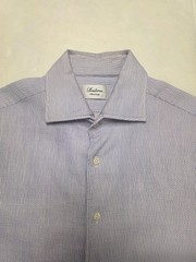 STENSTROMS Cotton SEERSUCKER Button Shirt Men LARGE L Purple Striped Fitted Body