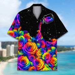 Mens Rainbow Rose Hawaiian Shirt