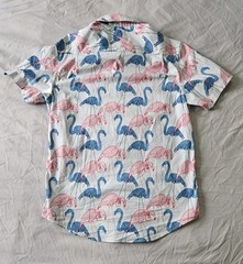 Original Penguin Stretch Button-Down Shirt Men’s Small All Over Print Flamingos