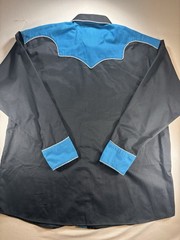 Retro Panhandle Slim Men’s XL Western Shirt Black/Blue Embroidered Longhorn Snap