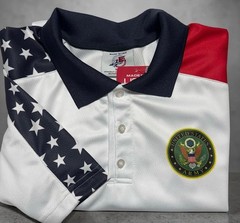 NWT United States Army Polo Shirt Mens XXL Stars Stripes USA Patriotic Golf 2XL