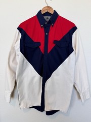 Vintage Spindle River Classics Western Shirt Mens L Red White Blue Colorblock