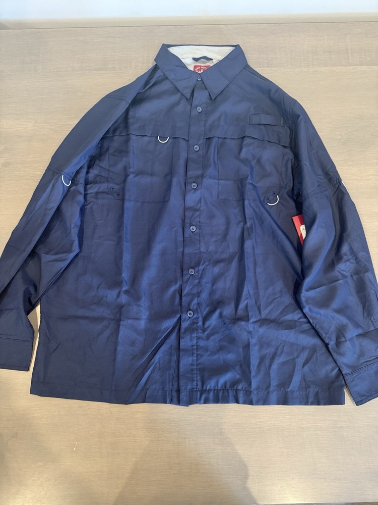 Men’s Button Down Shirt by Red Hook Lure; Navy Blue; Size L