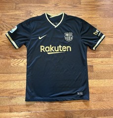 Nike Mens Dri Fit FCB Barcelona Away 20/21 Rakuten Soccer Jersey Large Black #9
