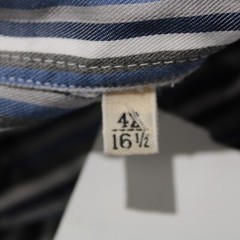 GMF NWOT Casual Button Down Shirt 16.5 42 In White With Blue & Gray Stripes