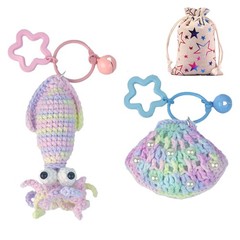 Handmade Crochet Ocean Animal Keychains Cute Gradient Charm Set