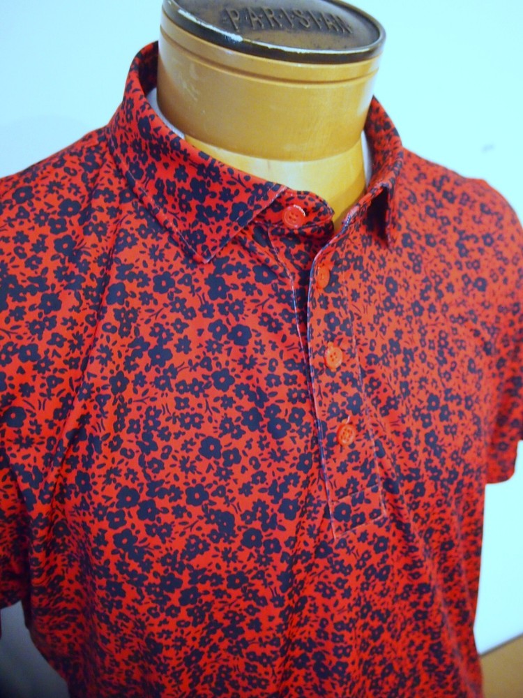 G/FORE Performance Fabric Poppy Pattern Tailored Fit Polo Shirt NWT XL $120