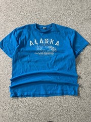 Vintage Y2k Men’s Blue Alaska Spellout T Shirt Tee Size Large 90s Retro USA L