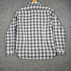 John Varvatos USA Reversible Button Down Shirt Mens Large Blue Plaid Striped