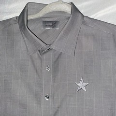 Ashworth Men’s Long Sleeve Linear Black/White Windowpane Dress Golf Shirt Large