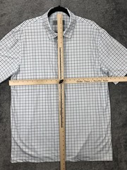 Gunner & Hook Polo Shirt Mens Large White Blue Check Golf Performance Stretch