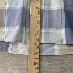 Pendleton Shirt Mens Large Blue Tan Gray Plaid Button Down Short Sleeve Cotton