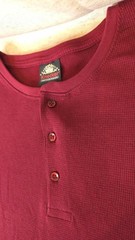NWT Knocker Activeware Mens Lg Waffle Knit Thermal Henley LS Burgandy Shirt 100%