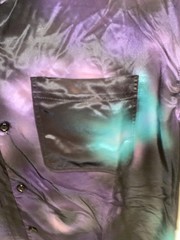 Urban Outfitters UO Abstract Pattern Satin Short Sleeve Button up Shirt pocket L