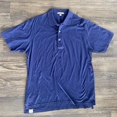 Peter Millar MC0K01 Performance Jersey Navy Blue 100% Cotton Golf Polo Men’s L