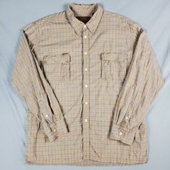 Elwood Shirt Mens XL Long Sleeve Plaid Utility Hiking Fishing Work Tan Blue
