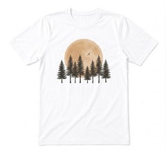 Sunset Pine Trees Mountain Forest White T-shirt