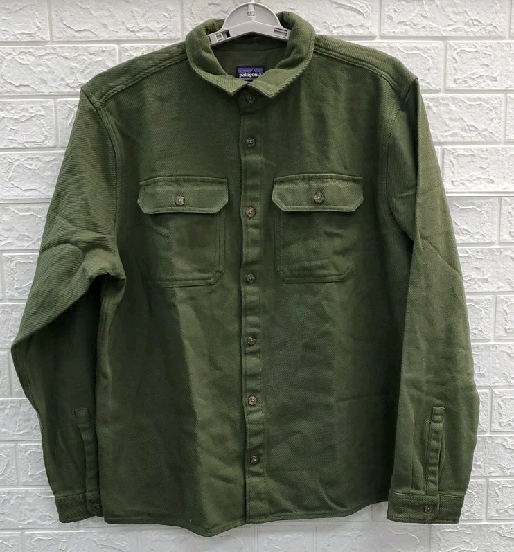 New Patagonia FJord Loft Button Up Long Sleeve Shirt Basin Green Size L