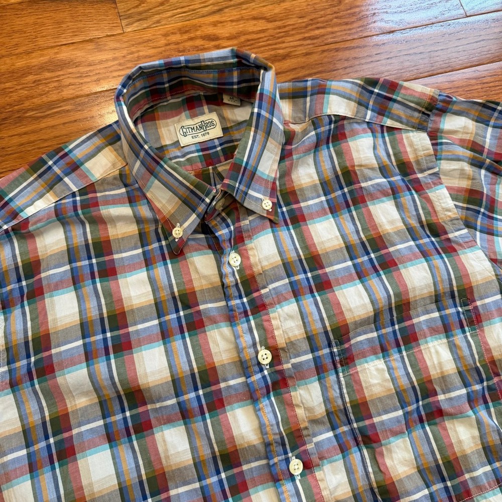 Vintage Gitman Bros USA Button Down Shirt Mens Medium Multicolor Plaid Colorful