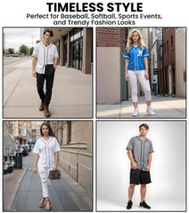 Exxact Sports Blank Baseball Jersey Men, Full Button Down Plain Baseball Jersey