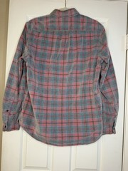 Copper & Oak Men’s Gray Pink Blue Plaid Woven Cotton Long Sleeve Button-Up M